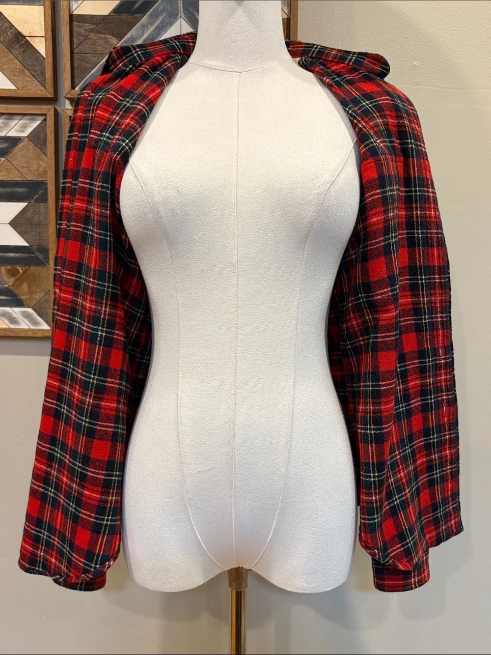 Vintage Ralph Lauren 70s Plaid Button Down Leather Patch Top size 8 *As-Is* - Picture 12 of 16